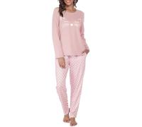Reliwel Pyjama Femme Coton à Manches Longues Vêtements de Nuit Long Ensemble 2 Pièces Chat Doux Confortable Poches Tenue Automne et Hiver S-XXL