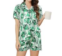 Reliwel Pyjama Femme Satin Ensemble de Pyjama pour Femme Soie Short Deux Pièces Vêtements de Nuit à Manches Courtes avec Boutons