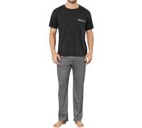 Reliwel Pyjama Homme Coton Ensembles de Pyjama Homme Vêtements de Nuit Deux Pièces à Manches Courtes et Pantalon Long avec Poches Vêtements de Détente Doux