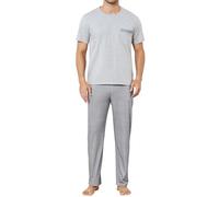 Reliwel Pyjama Homme Coton Ensembles de Pyjama Homme Vêtements de Nuit Deux Pièces à Manches Courtes et Pantalon Long avec Poches Vêtements de Détente Doux