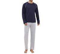 Reliwel Pyjama Homme Hiver Ensemble de Pyjama Homme en Coton Manches Longues Vêtements Col Rond et Pantalon avec Poche Deux Pièces Confortable et Doux