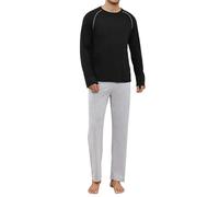 Reliwel Pyjama Homme Hiver Ensemble de Pyjama Homme en Coton Manches Longues Vêtements Col Rond et Pantalon avec Poche Deux Pièces Confortable et Doux