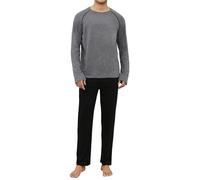Reliwel Pyjama Homme Hiver Ensemble de Pyjama Homme en Coton Manches Longues Vêtements Col Rond et Pantalon avec Poche Deux Pièces Confortable et Doux