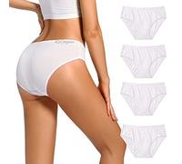 Reljoyinn Lot de 10 sous-vêtements jetables taille haute 100 % coton pour voyage à l'hôpital, blanc, L-XL