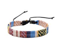 RELKLYU 1 bracelet bohème, tissé à la main, bracelet porte-bonheur, bracelet tibétain, bracelet surfeur bohème, pour hommes et femmes, Länge: 18+7cm, PU + fil ciré
