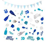 RELKLYU 15G Birthday Confetti Et 1 Morceau De Drapeau De Traînée Bleue, Décorations De Fête, Arrangement De Scène De Fête, Jet De Confettis, Confettis Brillant.