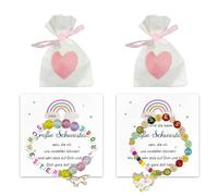 RELKLYU 2 Bracelets De Lettres Pony, 2 Sacs d'emballage d'amour en Tissu, avec Cartes, Bracelets De Perles Élastiques, Cadeaux pour Enfants.