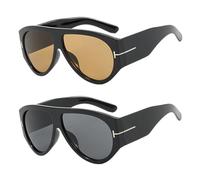 RELKLYU 2 Morceaux De Lunettes De Soleil À La Mode, Lunettes De Soleil Rétro, Lunettes De Soleil Simples Et Polyvalentes, Accessoires De Vêtements Et Lunettes De Soleil Tendance Et Personnalisées.