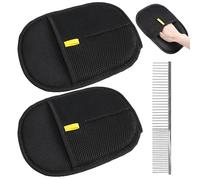 RELKLYU 2 Morceaux De S D'Épilation Noirs, 1 Morceau De Peigne en Acier, Dispositif D'Épilation Classique Double Face, Accessoires Réutilisables, Nettoyage des Cheveux pour Animaux De Compagnie.