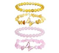 RELKLYU 2 Paires De Bracelets en Gravier Perlé, des Mains De Papillons Simples Et À La Mode, des Filles, des Bijoux en Couches, des Bracelets D'Amitié Créatifs.