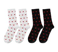 RELKLYU 2 Paires De Chaussettes De Tube Moyen-Tube À Imprimé Amoureuse, Chaussettes Mignonnes Et Simples, Chaussettes De Tube Moyen Pour Femmes, Chaussettes En Coton Douces Et Confortables.