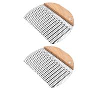 RELKLYU 2 Pièces Cutter Ondulé en Acier Inoxydable, Poignée en Bois Confortable, Tranches Ondulées De Pommes De Terre, Outils De Cuisine Multi-Fonctions Réutilisables.
