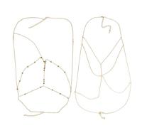 RELKLYU 2 Pièces De Chaîne De Poitrine en Métal, Bijoux Simples Et Élés, Chaîne De Décoration Corporelle, Accessoires De Vêtements De Plage, Bijoux pour Femmes.