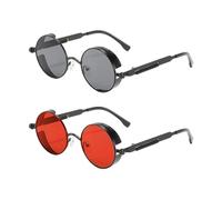 RELKLYU 2 Pièces De Verres À Cadre Rond, Verres De Conception Classiques, Verres Simples, Verres Punk Rétro, Accessoires De Vêtements.