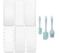 RELKLYU 6 Pièces Gratteilles Acryliques Et 3 Pièces Spatule en Silicone, Accessoires De Cuisson, Ustensiles De Cuisine, Outils De Fabrication De Gâteaux.