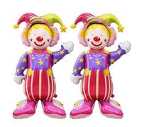 RELKLYU Ballons De Papier D'Aluminium De Clown De 2 Pièces, Forme Gonflable Verticale, Décoration De Fête De Cirque, Décoration De Vacances d'anniversaire, Jouet De Ballon De Carnaval.