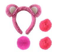 RELKLYU Bandeau d'ours 1 Pièce, Boule De Queue 1 Pièce Et Bracelets en 2 Pièces, Accessoires De Rôle, Accessoires en Peluche Mignons, Fournitures De Fête.