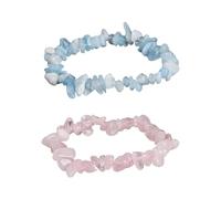 RELKLYU Bracelet en Quartz Rose et Aigue-Marine Naturels - Pierre de Cristal Rose et Aigue-Marine [IN]