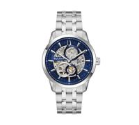 Bulova Sutton Skeleton 96A331 - Montre Homme Automatique Mécanique 40mm, Cadran Bleu Ouvert, Boîtier et Bracelet en Acier Inoxydable, Verre Saphir