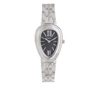 Radiant - Montre analogique à quartz pour femme, collection Sophia, boîtier ovale de 25 mm, cadran noir, bracelet argenté avec fermeture déployante, pile incluse, résistance à l'eau 3 ATM