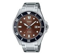 Casio Montre MDV-107D-5AV – Étanche 200 m, 49,5 mm, Acier inoxydable, Cadran marron, Argenté Homme