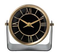 RELOJ 23357 SOBREMESA 14X14CMNEGRO DORADO C/BASE LATÓN_14X8X14CM, PILA:1XAA NO INCLU
