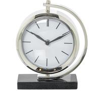 RELOJ 23363 SOBREMESA METAL PLATEADO BASE MÁRMOL NEGRO_20X5X16CM