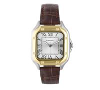 Radiant - Montre analogique à quartz pour homme, acier inoxydable, boîtier de 47,5 mm, bracelet en cuir marron, boucle normale, pile incluse, couleur or et argent, 5 ATM