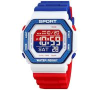 Reloj Montre tendance pour homme et femme unisexe avec rétroéclairage numérique Style décontracté Étanche Sports de plein air Natation Coloré, bleu/rouge, Décontracté