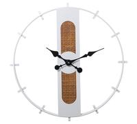 RELOJ PARED METAL BLANCO C/BASE MIMBRE/MADERA_°64X4,5CM, PILA:1XAA NO INCLU