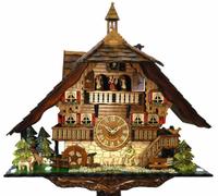 RELOJESDECO Horloge à coucou Engstler en bois véritable avec unité à quartz, musique et danse, 50 cm ALPINISTA