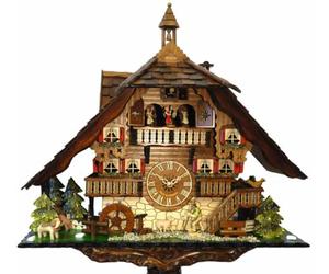RELOJESDECO Horloge à coucou Engstler en bois véritable avec unité à quartz, musique et danse, 50 cm ALPINISTA