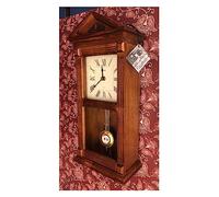 RELOJESDECO Horloge murale en bois de noyer, horloge murale à pendule, bois et verre, 49 cm, variable, horloge à quartz, avec sourire, sonne complètement et comme des cloches