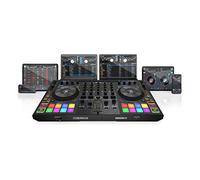 Reloop Mixon 8 Pro | 4-Kanal -Contrôleur de performance multiplateforme pour Serato & djay, Jogwheel -Displays & 4 Instant-FX-Kippschalter, Dual-Audio-Interface avec USB-C & Stand-Alone-Mixing