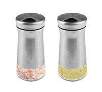 Relota 2 pièces 120ml Pot a Epices, Pots à épices en Verre pour Cuisine Transparent Forme Ronde avec Couvercle Rotatifs, Bocaux à épices pour Épices ou Sels Dans Cuisine Barbecue à L'extérieur