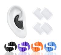 Relota 4 Paires Bouchons d'Oreille de Natation, Réutilisables Imperméables Bouchon Oreille Piscine Enfant, Anti Bruit Bouchons d'Oreilles En Silicone pour Douche, Surf et Autres Sports Nautiques