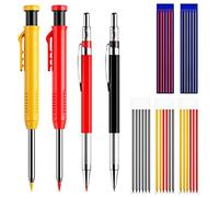 Relota Set de Chantier, Crayons de Charpentier avec 30 Mines, Taille Intégré, Crayon de Menuisier, Long Nez Outils Marquage Porte-Mines pour Travail de Bois, Construction, d'Architectes