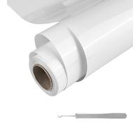 Relota Vinyle Thermocollant Blanc, Flex Thermocollant pour Tissu avec Pince à épiler 30.5cm × 4m Facile à Couper et à Désherber, Rouleau de Vinyle pour T-Shirts, Vêtements Sacs, Cadeaux de Bricolage