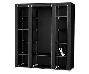 RELOVE Armoire de Rangement,Garde-Robe Penderies pour Chambre d'adulte,Penderie de vêtement Pliable,Porte-vêtements Pliable,pour Vestiaire, Chambre, Salle d’étude,175 * 150 * 45cm- Noir