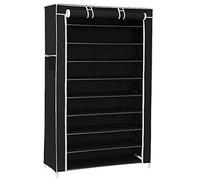 RELOVE Armoire en tissu pliable en noir - Organisateur à chaussures avec fermeture éclair et 9 étagères