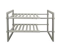 RELOVE Etagère de Rangement sous Evier, Wuudi Organisateur de Cuisine Extensible 2 niveaux en Acier Inoxydable et Plastique