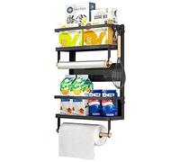 RELOVE Étagère Réfrigérateur Magnétique, Etagere Magnetique Frigo Pliable, Étagère à Épices Murale, Porte-Épices Multifonctionnel convient pour Réfrigérateur, mur de Cuisine-40 * 30 * 11CM-Noir