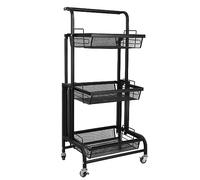 RELOVE Fruit Basket Metal Fruit Bowl, Bread Baskets Detachable Fruit Holder, Kitchen Storage Baskets Stand - Design for Fruits Breads Vegetables Snack (30*44*94.5cm-trois couches-noir)