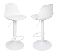 RELOVE Lot de 2 Tabourets de Bar avec Dossier et Repose-Pieds，Réglable en Hauteur et Rotative à 360°,Chaises de Bar Cuisine en Plastique，Robuste et Ultra Silencieux-2pc-B Blanc Pur