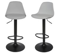 RELOVE Lot de 2 tabourets de Bar, Tabouret de Bar en Cuir synthétique réglable en Hauteur,tabourets de Bar Cuisine Design SIG,Réglable en Hauteur et Rotative à 360°-2pc-B Gris Clair
