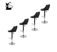 RELOVE Lot de 4 Tabourets de Bar Réglable en Hauteur Similicuir I Chaise Hauteur de Bar Confortable Dossier et Repose-Pied Ergonomique pour Bars, Pubs, Cuisine et Restaurants
