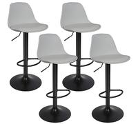 RELOVE Lot de 4 tabourets de Bar, Tabouret de Bar en Cuir synthétique réglable en Hauteur,tabourets de Bar Cuisine Design SIG,Réglable en Hauteur et Rotative à 360°-4pc-B Gris Clair