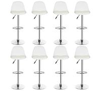 RELOVE Lot de 8 Tabourets de Bar avec Dossier et Repose-Pieds，Réglable en Hauteur et Rotative à 360°,Chaises de Bar Cuisine en Plastique，Robuste et Ultra Silencieux-Blanc-8pc