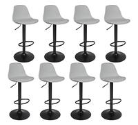 RELOVE Lot de 8 tabourets de Bar, Tabouret de Bar en Cuir synthétique réglable en Hauteur,tabourets de Bar Cuisine Design SIG,Réglable en Hauteur et Rotative à 360°-8pc-B Gris Clair