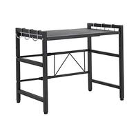 RELOVE Meuble Rangement de Cuisine Support Four Micro-Ondes avec 2 Niveaux d'étagère Extensible en Hauteur & Largeur- avec 3 Crochets Parfaits pour accrocher Vos ustensiles de Cuisine-2pc